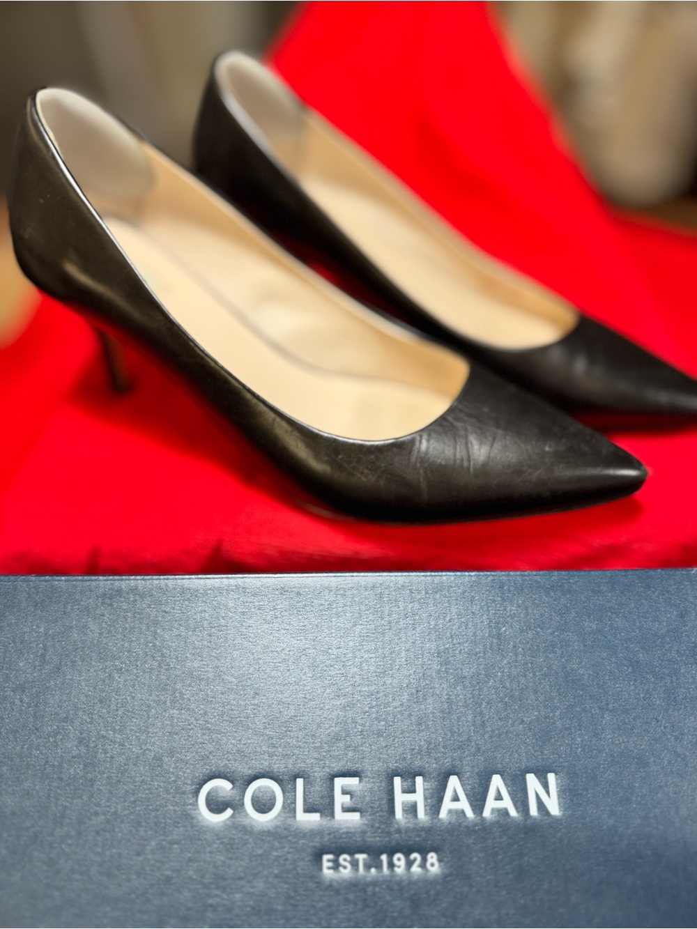 Cole Haan Black Leather Pointed Pumps